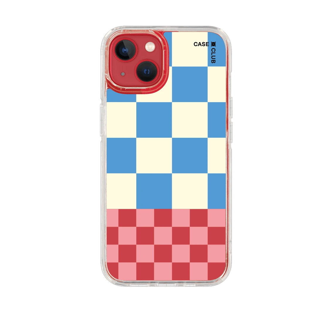 blue & red collage grid pattern